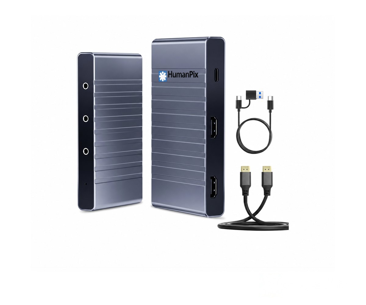 Placa de captura HumanPix USB 4K com entrada e saída HDMI e cabo USB